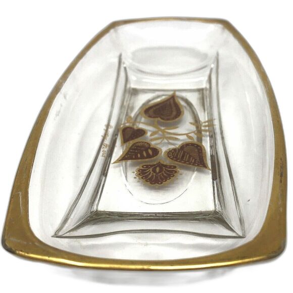 Vintage Georges Briard Candy Dish MCM Hand Painted Copper Brown & Gold Leaf - Picture 4 of 10